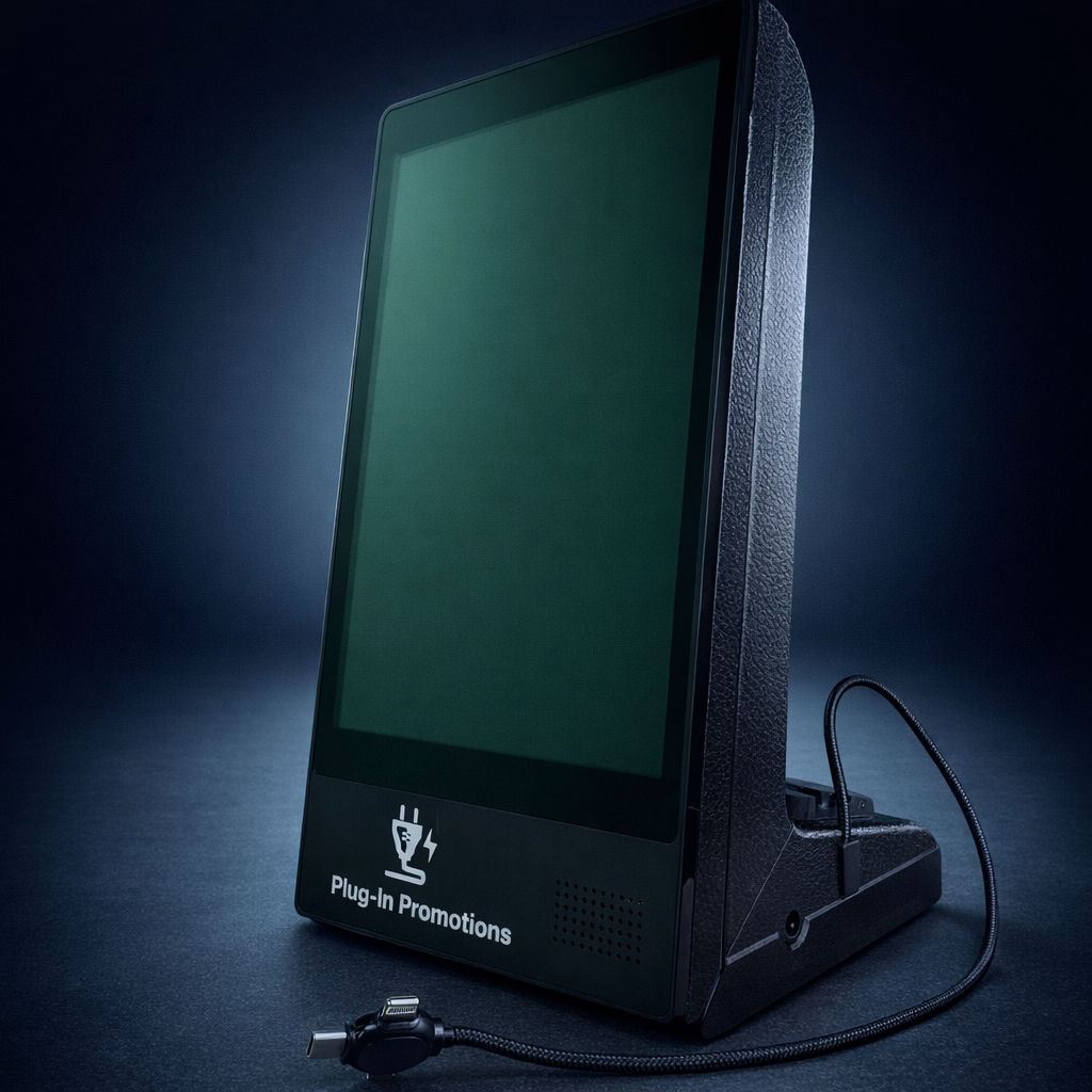 Plugin display device on black background